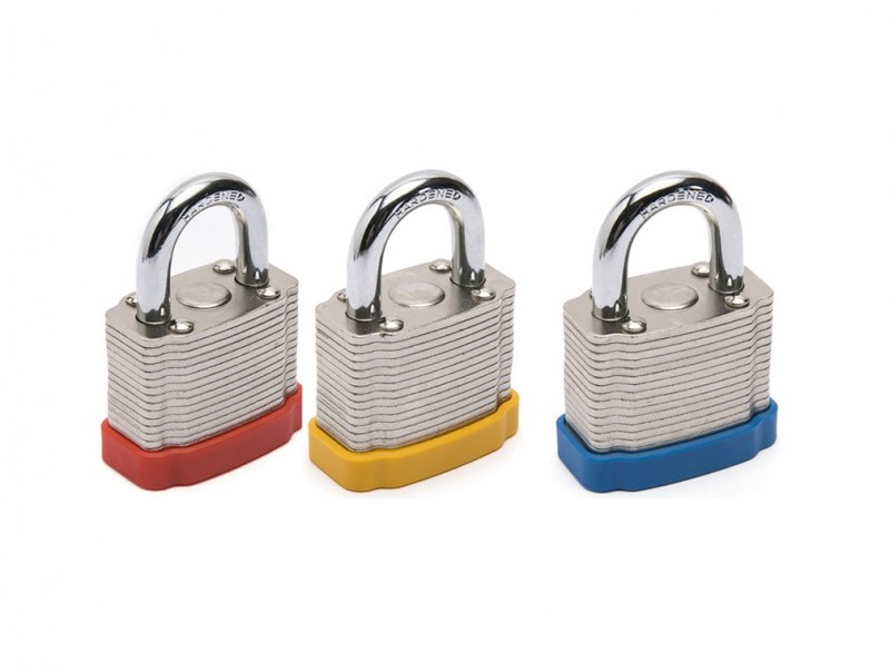 Замок из плакированной стали с цветным бампером Ø дужки 6,7 мм Замок из плакированной стали с цветным бампером Ø дужки 6,7 мм