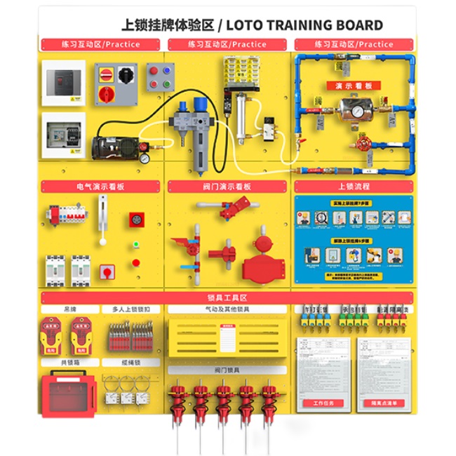 Настенный стенд-симулятор процедуры LOCKOUT TAGOUT WS012 Настенный стенд-симулятор процедуры LOCKOUT TAGOUT WS012